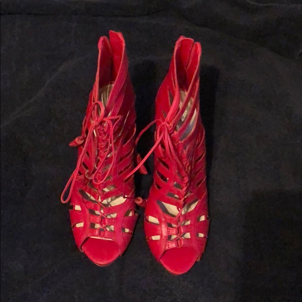 Red bootie heels